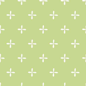 Green background with simple white floral pattern