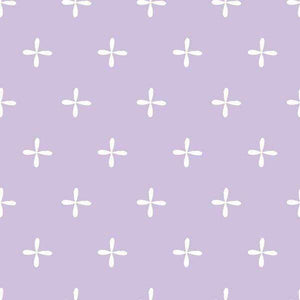 Simple white floral patterns on a lavender background