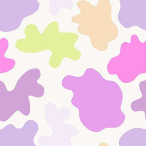 Abstract pattern with irregular pastel-colored blobs on a white background
