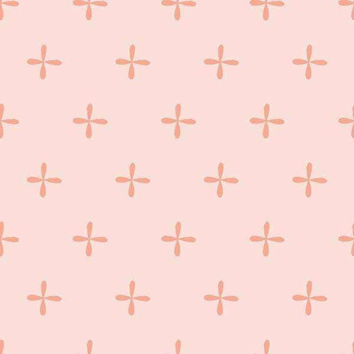 Soft pink background with simple coral flower shapes