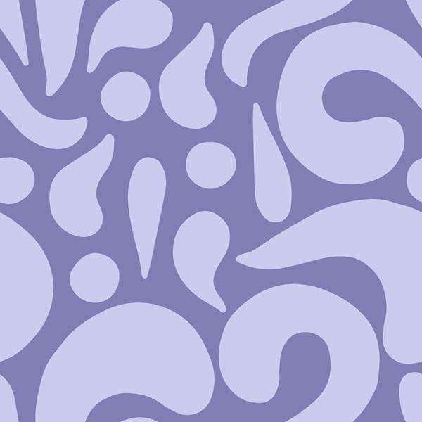 Abstract organic shapes in lavender and grey