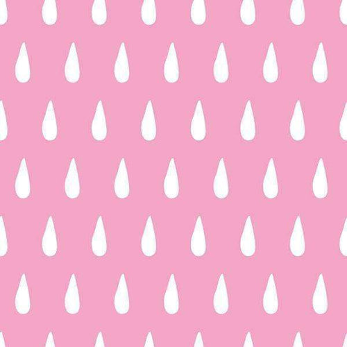 White raindrop pattern on pink background