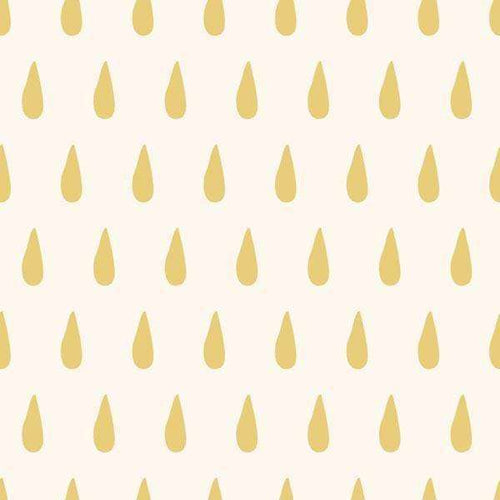 A seamless pattern of stylized golden teardrops on a cream background