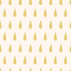 A seamless pattern of stylized golden teardrops on a cream background