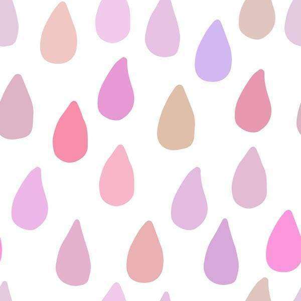 Assorted pastel raindrop pattern on a white background