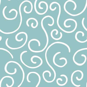 Swirling white patterns on a soft blue background
