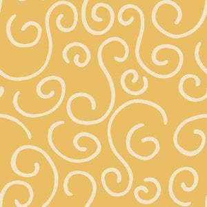 Elegant cream swirls on an amber background