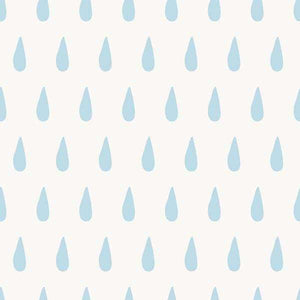 Simplified blue raindrops on a light gray background