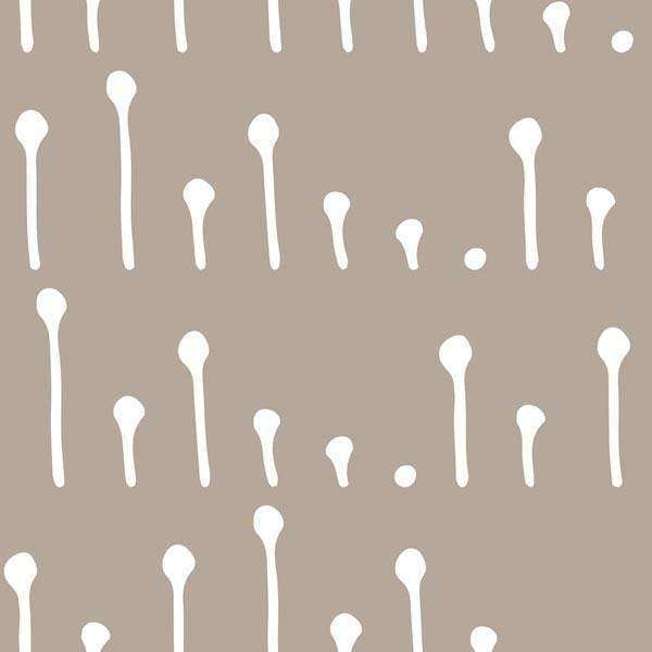 Abstract white mushroom shapes on a taupe background