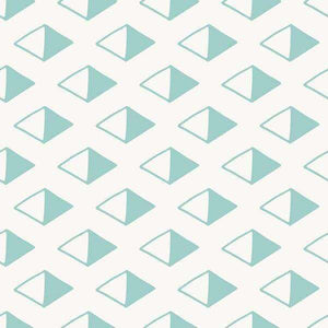 Repeating pattern of aqua blue geometric triangles on a pale background