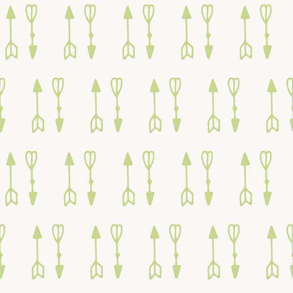 Repeating green arrow pattern on a cream background
