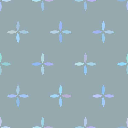 Symmetrical floral pattern on a muted grey background