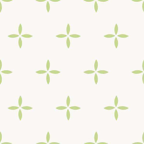 Simple green floral pattern on off-white background