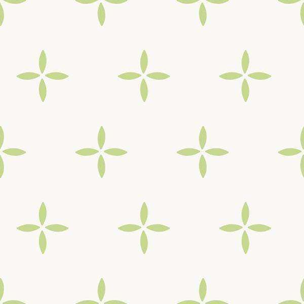 Simple green floral pattern on off-white background