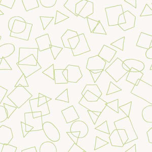 Assorted geometric shapes pattern on a pale background