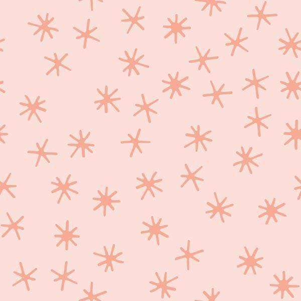 Pale pink background with terracotta asterisk shapes