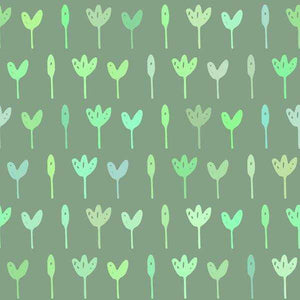 Abstract pastel green plant pattern on muted grey background