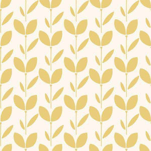 Symmetrical golden leaf pattern on a cream background