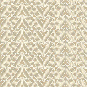 Geometric leaf pattern in ivory and taupe