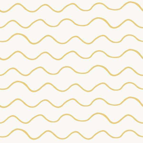 Continuous golden wavy lines on a creamy background