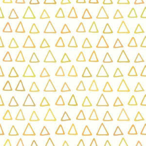 Geometric pattern of yellow and orange triangles on a cream background