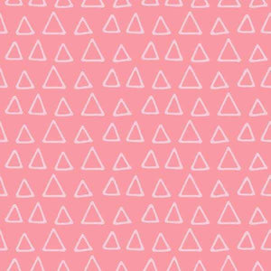Repeated white triangle pattern on a blush pink background