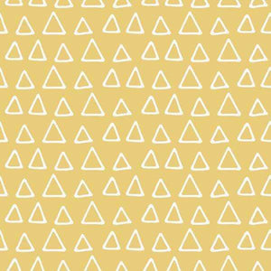 Repeating white triangles on a golden yellow background pattern