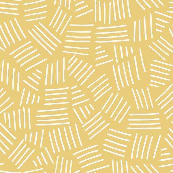 Abstract white strokes on a mustard yellow background