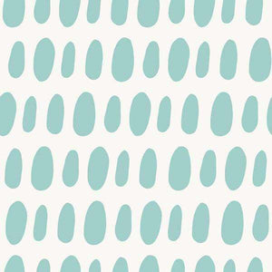 Abstract pattern of teal ovals on a light grey background