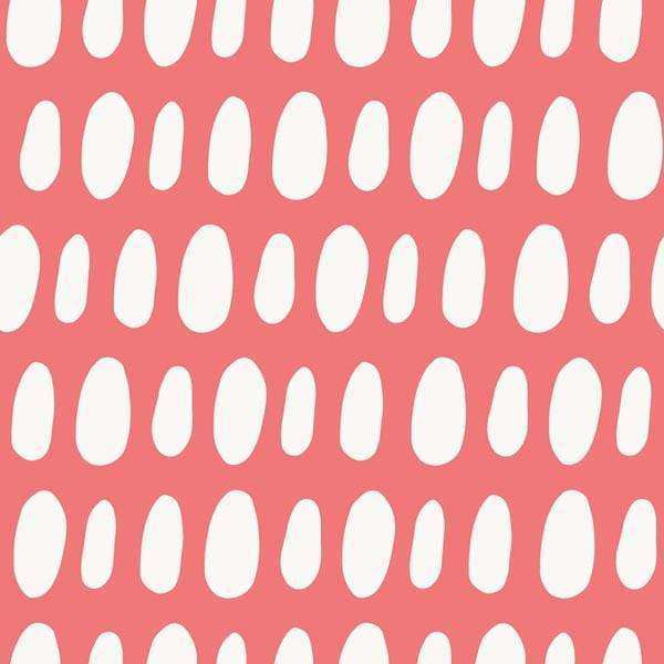 Simplistic oval pattern on a coral pink background
