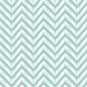 Zigzag chevron pattern in aqua and white with a distressed texture