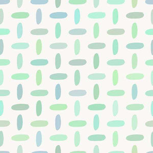 Abstract pastel green and blue elliptical pattern on an off-white background