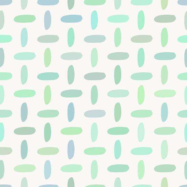 Abstract pastel green and blue elliptical pattern on an off-white background