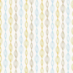 Elegant woven pattern with gold, blue, and beige tones