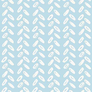 Abstract white petal shapes on a pastel blue background