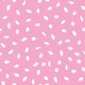 Scattered white petal pattern on a pink background