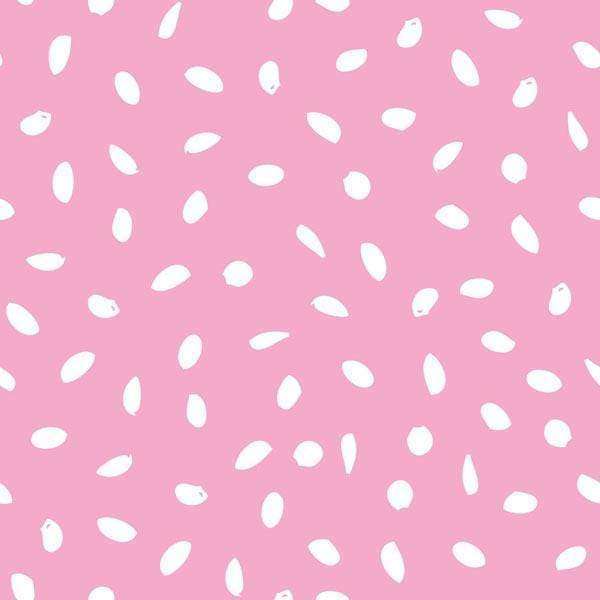 Scattered white petal pattern on a pink background