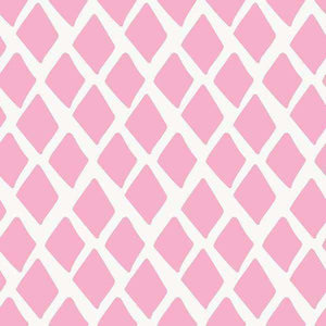 Seamless pink diamond trellis pattern on white background