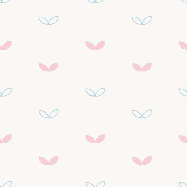 Scattered pink and blue wing-like patterns on a light background
