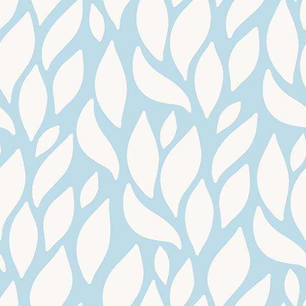 Abstract white leaf pattern on a soft blue background