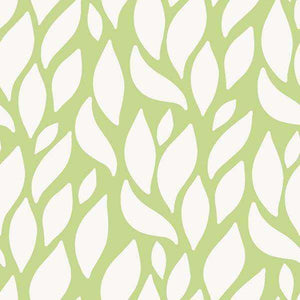 Abstract white leaf pattern on sage green background