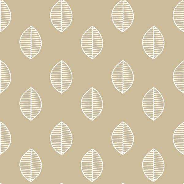 Repeating leaf shapes with line patterns on a beige background