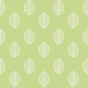 Green and white leaf pattern on sage background