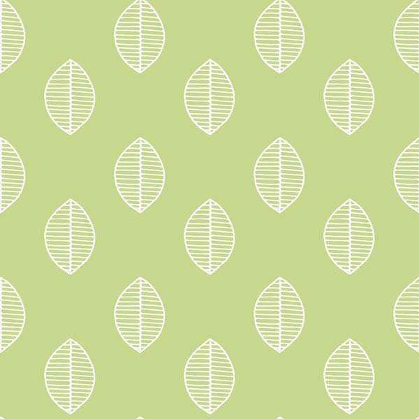 Green and white leaf pattern on sage background