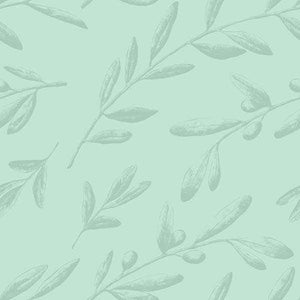 Seamless pattern with sketched olive branches on a pastel green background