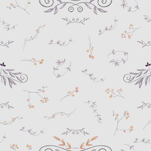 Elegant floral and botanical pattern on a muted gray background