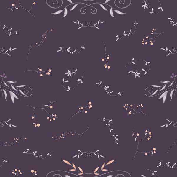 Delicate floral and leaf pattern on a dark background