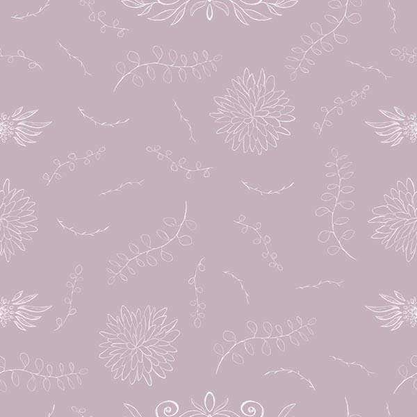 Hand-drawn floral pattern on a lavender background