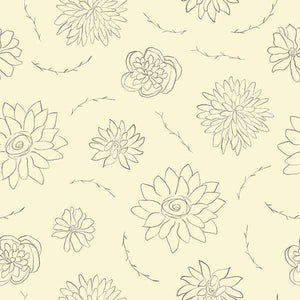 Hand-drawn floral pattern on a beige background