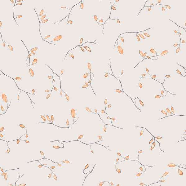 Illustration of delicate branches with leaves on a pastel background